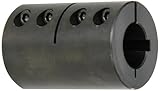 Climax Part CC-100-100-KW Mild Steel, Black Oxide Plating Clamping Coupling, 1 inch X 1 inch bore, 2 inch OD, 3 inch Length, 1/4-28 x 5/8 Set Screw