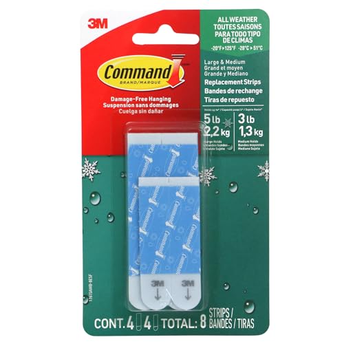 Command Outdoor Refill Strips Variety Pack [Removable]: 4 Medium and 4 Large Strips (White)