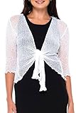 SHU-SHI Sheer Shrug for Women Mesh Knit Cover Up Lightweight Dressy Cardigan for Summer Tie Top Wrap