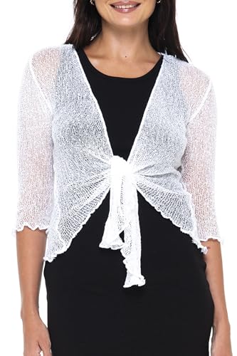 SHU-SHI Sheer Shrug for Women Mesh Knit Cover Up Lightweight Dressy Cardigan for Summer Tie Top Wrap