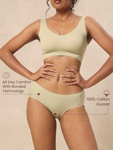 Image of Krvvy Breeze Hipster Underwear for Women | Seamless Mid Waist Panties with Super Stretchable Fabric | Odourless Ventilation | InvisiSoft Edges