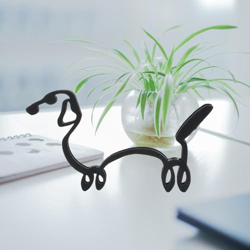 gofidin Escultura artística de hierro para el hogar, oficina, decoración de escritorio, linda mascota, perro, perro salchicha, manualidades, adornos de animales, abstracto, minimalista, figura