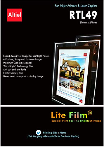 RTL49-50 folhas de 21,6 cm x 28 cm - folha de filme translúcido retroiluminado/telas de papel retroi