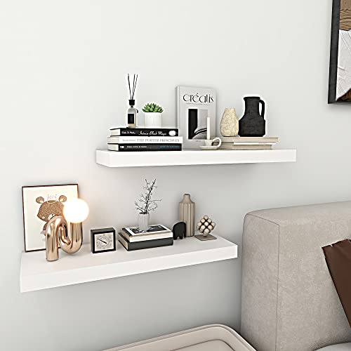 Inhabit Union White Floating Shelves For Wall-24In Wall Mounted Display Ledge Shelves Perfect For Bathroom,Bedroom,Living Room And Kitchen Decor Storage #TOP2