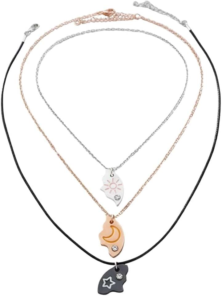 Colar Melhores Amigas Best Friend Forever Amizade Sol Lua Estrela Bff 3 Metades Se Completam Triplo Parzinho Sempre Amigas