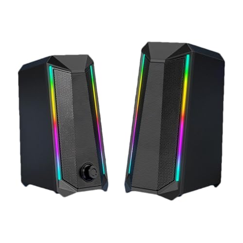 RGB PCスピーカー - ボリュームコントロールPCスピーカー | USB電源、強化されたサウンド、コンピューター、デスクトップ、ノートブック用の超大音量モニタースピーカー