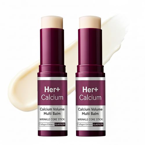 Calcium Volume Multi Balm Stick, Korean Collagen Moisturizing Anti-Wrinkle Stick, Lifting & Boosting, Depuff Brighten Improve Elasticity & Plumpness, for Eyes, Face & Neck (2PCS)