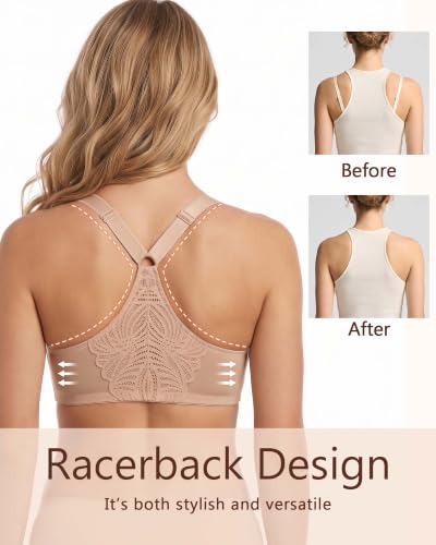 Image of Lemorosy Women's Full Figure Front Closure Racerback Underwire Everyday Bra