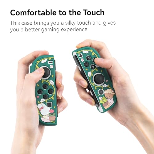 GeekShare Protective Case Slim Cover Case Compatible with Switch OLED and Joystick Handle - Shock-Absorption and Anti-Scratch Skin Case for OLED Switch - Bunny Garden - Image 3