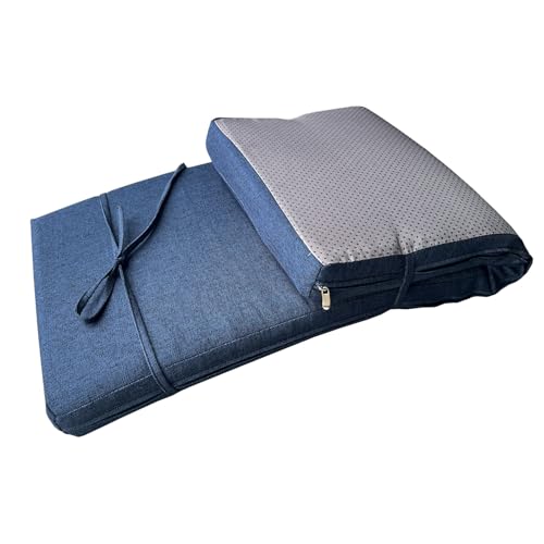Saula Piano Bench cushons for Indoor Furniture with Ties Non Slip Kitchen Dining Room Bench seat Cushion for Show Storage, Window, Settee, Ottoman (Navy Blue, 40 x 12 Inch)