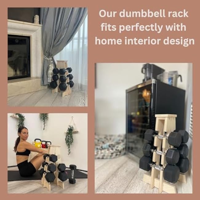 Dumbbell Rack Weight Rack for Home Gym Dumbbell Stand in Wood Made in Italy (200LBS-10 Weights)