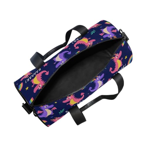 Bolsa de lona unisex con compartimento interno y estampado de dragón para entrenar 5