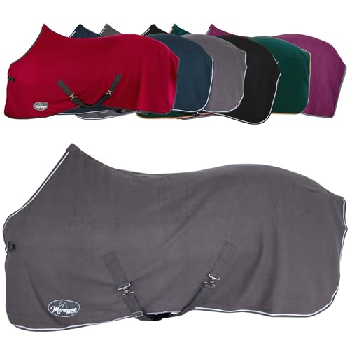 Marengos - Abschwitzdecke Economic mit Kreuzgurten (abnehmbar) | Pferdedecke mit Frontschnalle, Schweifkordel & Widerristpolster | atmungsaktive Fleecedecke | Pferde Zubehör in Grau | 125cm