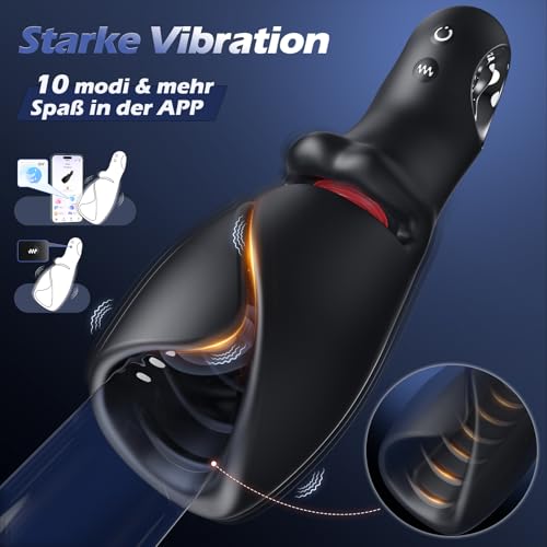 Sex Spielzeug für die Männer Masturbator, Zungenlecken Flattern Masturbatoren Vibrator, Upgraded Flügeldesign Vibratorensets Masturbieren für Männer Paare Sex Toys mit 10x10 Modi & APP Reif Glanvoo