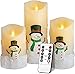 Yinuo Candle Christmas Candle Gifts, Snowman LED Flameless Candles Battery Operated Pillar Candle Moving Effect Flickering Candles with Remote for Christmas Decoration, 4in 5in 6in Pack of 3