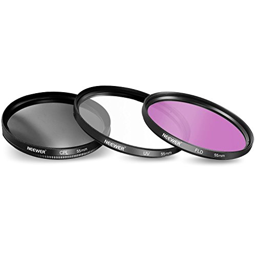 Neewer Filtro de 55 mm de la Lente Kit de Accesorios para Canon Nikon Sony Samsung Fujifilm Pentax: UV/CPL/FLD Filtro, la Bolsa, la Capilla de Lente, Tapa del Objetivo, paño de Limpieza