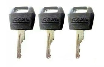 3Pcs Black Ignition Keys Replacement Key for Case IH Tractor Dozer Backhoe D250 for Case/International Harvester Excavator Switches and Relays Automotive Ignition Replacement Parts Switches