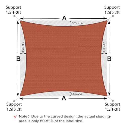 image for Artpuch Sun Shade Sail, 8'x10' Rust Red Rectangle, Curved Edged Commer
