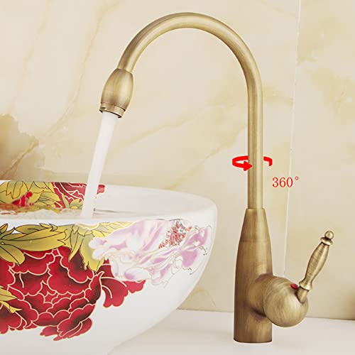 Robinet de cuisine vintage en laiton antique pivotant à 360°