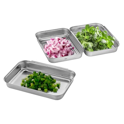 GEFU PANDO Lot de 3 bols en acier inoxydable pour paner, mariner et portionner | Bord plié pour une connexion sans couture | Passe au lave-vaisselle