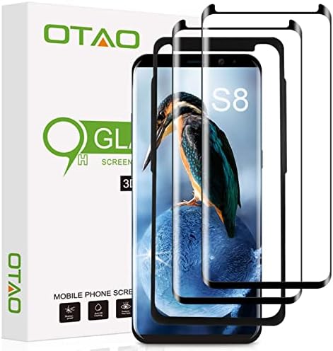 OTAO Galaxy S8 Screen Protector Tempered Glass (2 Pack), 3D Curved Dot Matrix Glass Screen Protector for Samsung Galaxy S 8 with Installation Tray [Case Friendly]