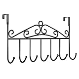 Amdieu Practical Coat Rack Hanging Coat Hooks with 7 Hooks for Kitchen, Hallway or Bathroom Door Hooks for Storing Coats, Jackets, Scarves and Towels (Color : Black, Size : 7 Hooks 42X23CM)
