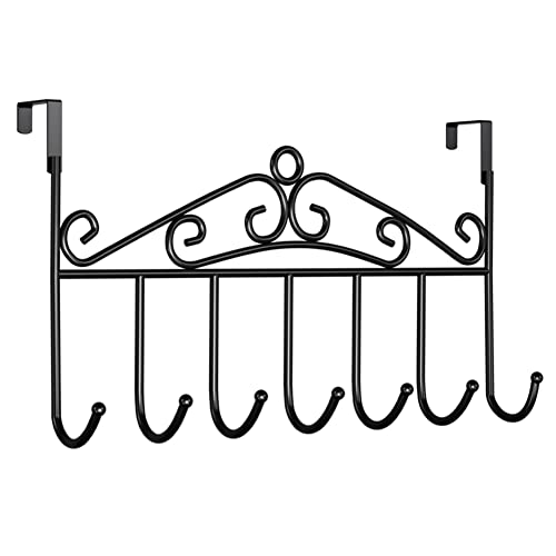 Amdieu Practical Coat Rack Hanging Coat Hooks with 7 Hooks for Kitchen, Hallway or Bathroom Door Hooks for Storing Coats, Jackets, Scarves and Towels (Color : Black, Size : 7 Hooks 42X23CM)