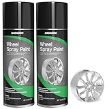 NADAMOO Aluminum Wheel Spray Paint, Semi-gloss Aerosol Car Rim Paint for Recolor and Protection of Metal Surface, Silvery, 2 Cans, 13 Oz Per Can