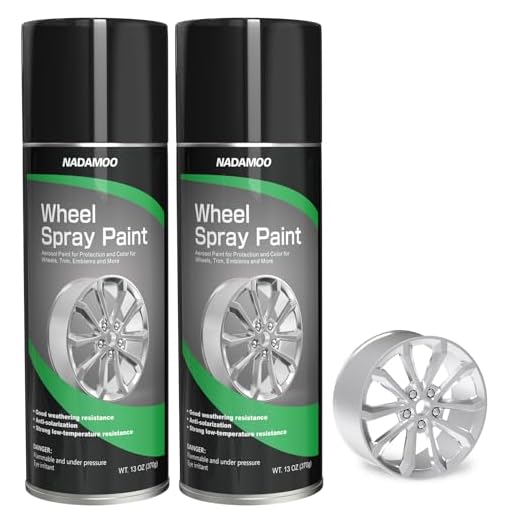 NADAMOO Aluminum Wheel Spray Paint, Semi-gloss Aerosol Car Rim Paint for Recolor and Protection of Metal Surface, Silvery, 2 Cans, 13 Oz Per Can