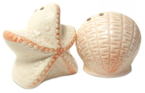 Coastal Life Salt and Pepper Shakers, Seashell Beach Theme Salt Shaker and Pepper Shaker Set, Small for Eternal Summer