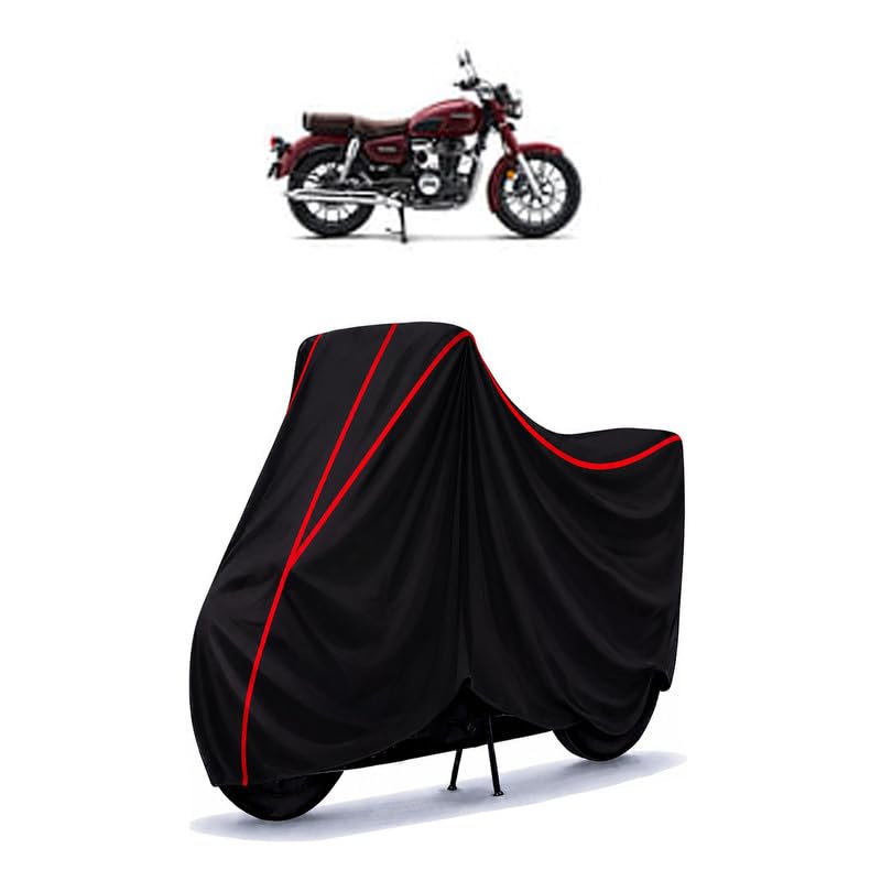 Image of CB 350 DLX Pro Water Resistant Bike Cover for All Motorcycles & Rain | Heavy Duty Taffeta Fabric | UV Protection, Dustproof, Scratchproof | All Weather Two Wheeler Body Cover with Elastic Bottom