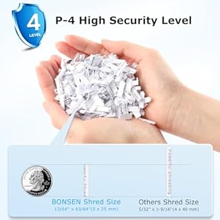 BONSEN 14-Sheet Paper Shredder for Home Office, Heavy Duty Cross Cut Shredder with 5.3 Gal Pullout Bin, Quiet Shredder for CDs/Credit Card/Staple, P-4 Security, Anti-Jam System