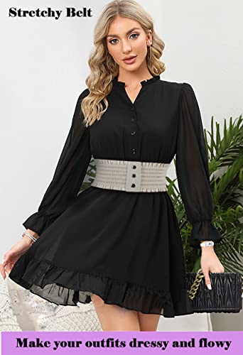 Alaix Women's Wide Belt Stretchy Dress Belts Elastic Snap-Button Corset Belts For Women Waist Belt Waistband #TOP6