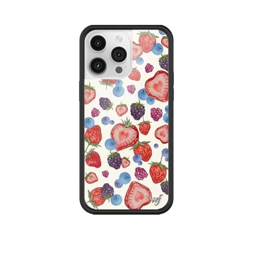 Wildflower Cases - Fruit Tart Case, Compatible with Apple iPhone 14 Pro Max | Berries, Fruit, Cute, White, Trendy, Blue - Protective Black Bumper, 4ft Drop Test Certified, Women Owned Small Business