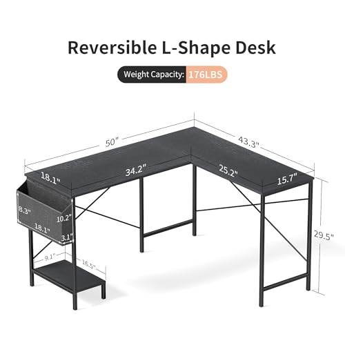 L-Shaped Gaming Desk for Home Office and Students