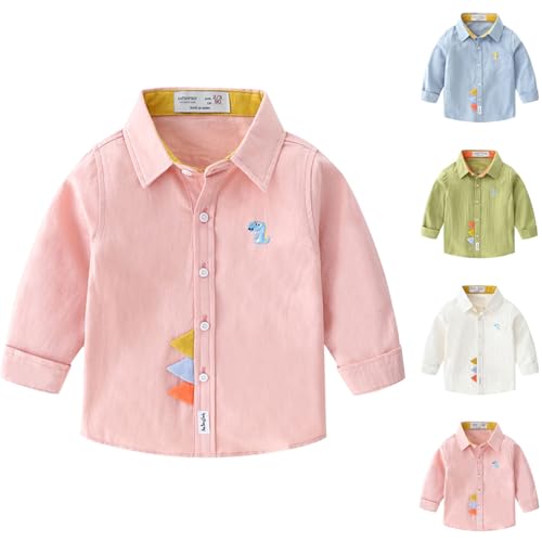 Toddler Kids Long Sleeve Cute Button Down Shirts Loose Comfy Cotton Lapel Casual Tops for Boys and Girls 1-8 Years2