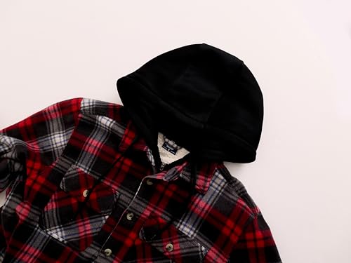 Image of TanBridge Men's Cotton Plaid Shirts Jacket Full Zip Fleece Flannel Sherpa Lined Hoodies Heavyweight Hoodies Jacket for Men