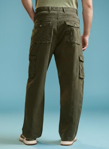 Image of Vogaan Men's Cotton Cargo Pants | Casual Trousers for Men | Comfortable Lower for Men | Breathable Pants with 6 Pockets