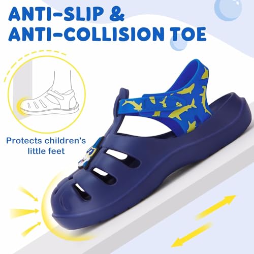 Image of FUNCOO PLUS Boys Girls Sandals Toddler Lightweight EVA Water Shoes Kids Closed Toe Fisherman Sandals Summer Beach Sports Shoes Outdoor