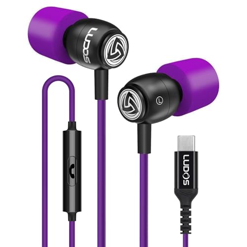 Image of LUDOS Clamor USB C Headphones for iPhone 17 16 15 Pro Max Plus Air iPad Pro, 5 Years Warranty, USB-C Earbuds for Samsung Galaxy S26 S25 S24 S23 Ultra S22 S21 FE S20 A55 A54 A53, USB Type C Earphones