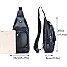 KPYWZER Genuine Leather Sling Backpack with USB Charging Port Chest Bag Outdoor Hiking Travel Daypack Black