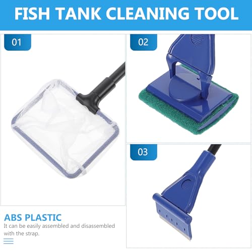 Kit de limpieza para acuarios para eliminar algas con tenedor y red 4