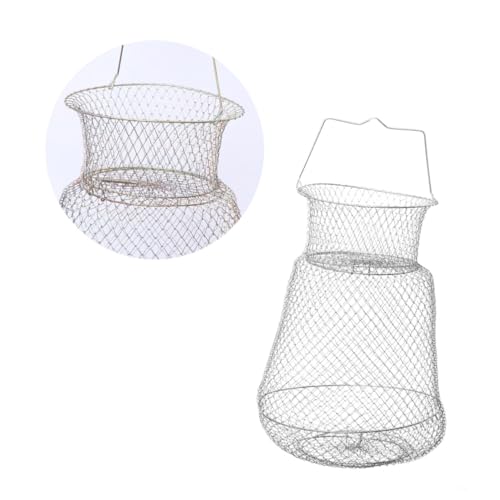 DECORNIJIA 折りたたみ式メッシュ網釣りネット 軽量耐久アイアンワイヤー製 釣りアクセサリー 湖川海対応大容量魚かご ランダ ランダムカラー