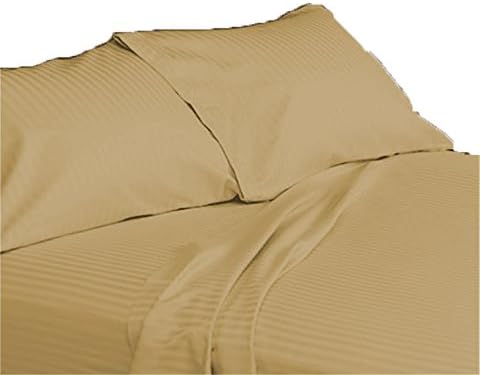 Egyptian Quality 100% Cotton 800 Thread Count 1 PC Fitted/Bottom Sheet Fit Upto 20" inches Extra Deep Pocket Stripe (Twin XL-Peach).