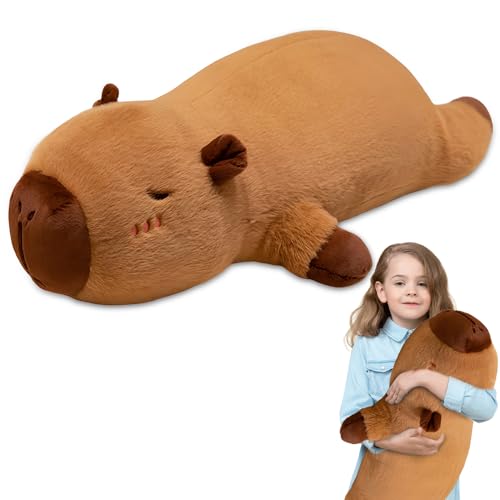 XPJBKC Almohada de Carpincho, Capibara Peluche Grande Kawaii, Peluche Capibara Gigante for Dormitorio Sofá Decoración(70 cm, Marrón)