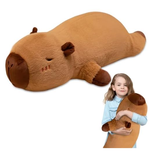 XPJBKC Almohada de Carpincho, Capibara Peluche Grande Kawaii, Peluche Capibara Gigante for Dormitorio Sofá Decoración(70 cm, Marrón)