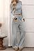 CHYRII Women Trendy Tops Casual Wide Leg Pants Fashion Beach Vacation 2 Piece Outfits Loung Sets Tracksuit Grey S