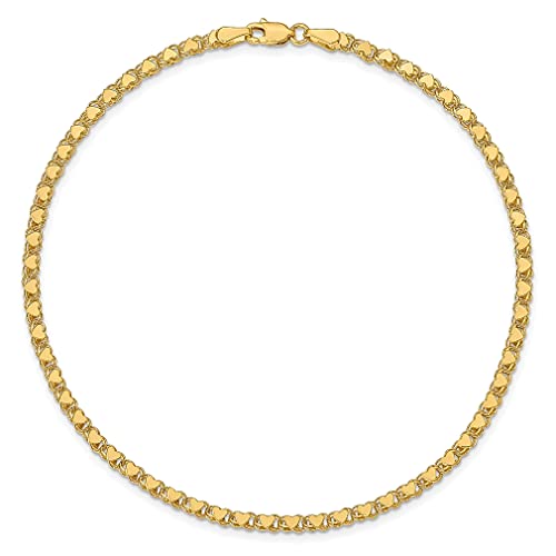 Ice Carats 14K Yellow Gold Double Sided Heart 10 Inch Anklet Love Fine Jewelry For Women Gifts For Her #TOP4