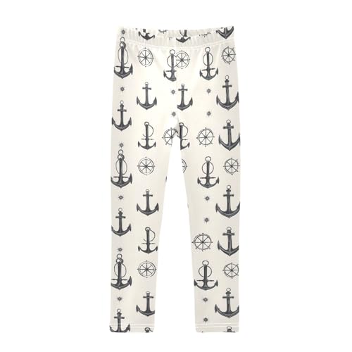 senya Girls Printed Leggings Yoga Pants Rudder Anchor Pattern for Kids in 4t to 10 Years, 4T