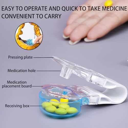 2 stuks draagbare pillenverwijderaar, opbergdoos voor pillendispenser, draagbare tabletdispenser, pillenverpakkingen, gemakkelijk te nemen pillen voor ouderen, personen met zwakke senior artritis - Afbeelding 4